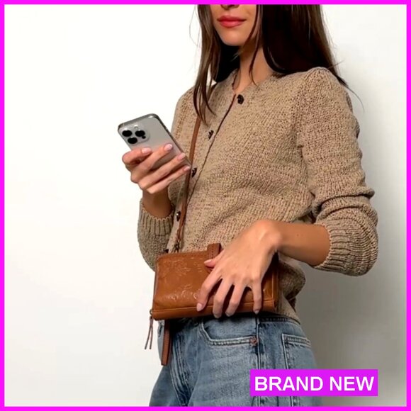 Leather Crossbody Bag with Smartphone Pocket & Card Slots - Picture 7 of 7